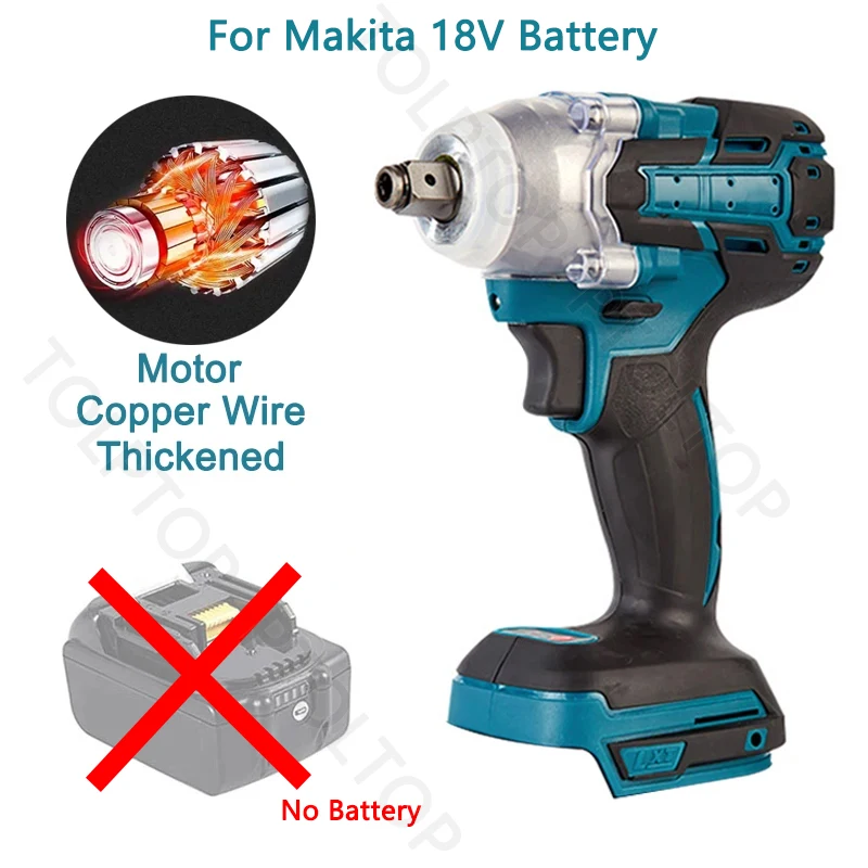 

NEW Brushless Motor Electric For Makita 18V Battery Impact Wrench For Trucks 1/2 inch Cordless Wrench Driver Tool With LED Light