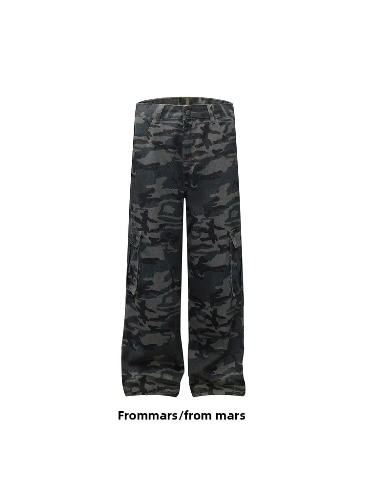 

from Camouflage Straight Leg Loose Fit Workwear Trousers for Men And Women Casual Trendy Street Style Non-Shrinking