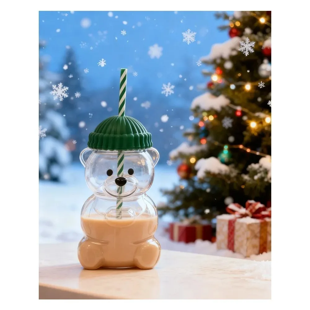 

Чашка с милым медведем на 2025 год с соломинкой, вмещающая около 20 унций, вмещающая сок, чайные напитки с молоком, подходит для подарка друзей.