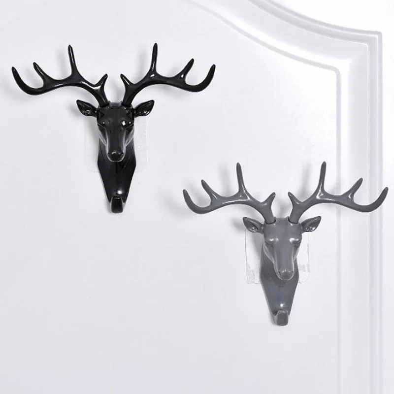 Deer‑Antler Shaped Adhesive Wall Hooks, Creative Wall‑Mount Storage Decorative Hanger for Kitchen Bathroom Household Organizer