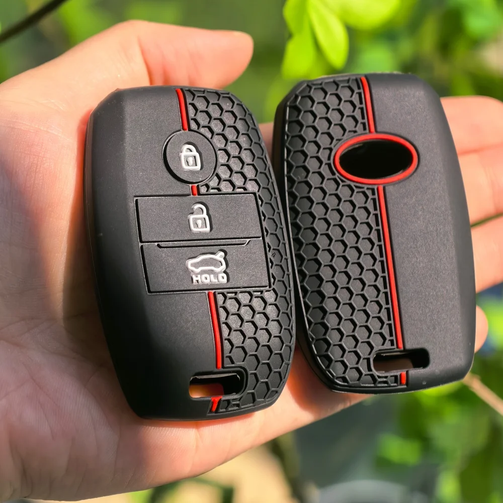 Funda de silicona para llave remota de coche, funda para KIA Rio5 Sportage Ceed Cerato K3 KX3 K4 K5 Sorento Optima Picanto Grand 3 botones