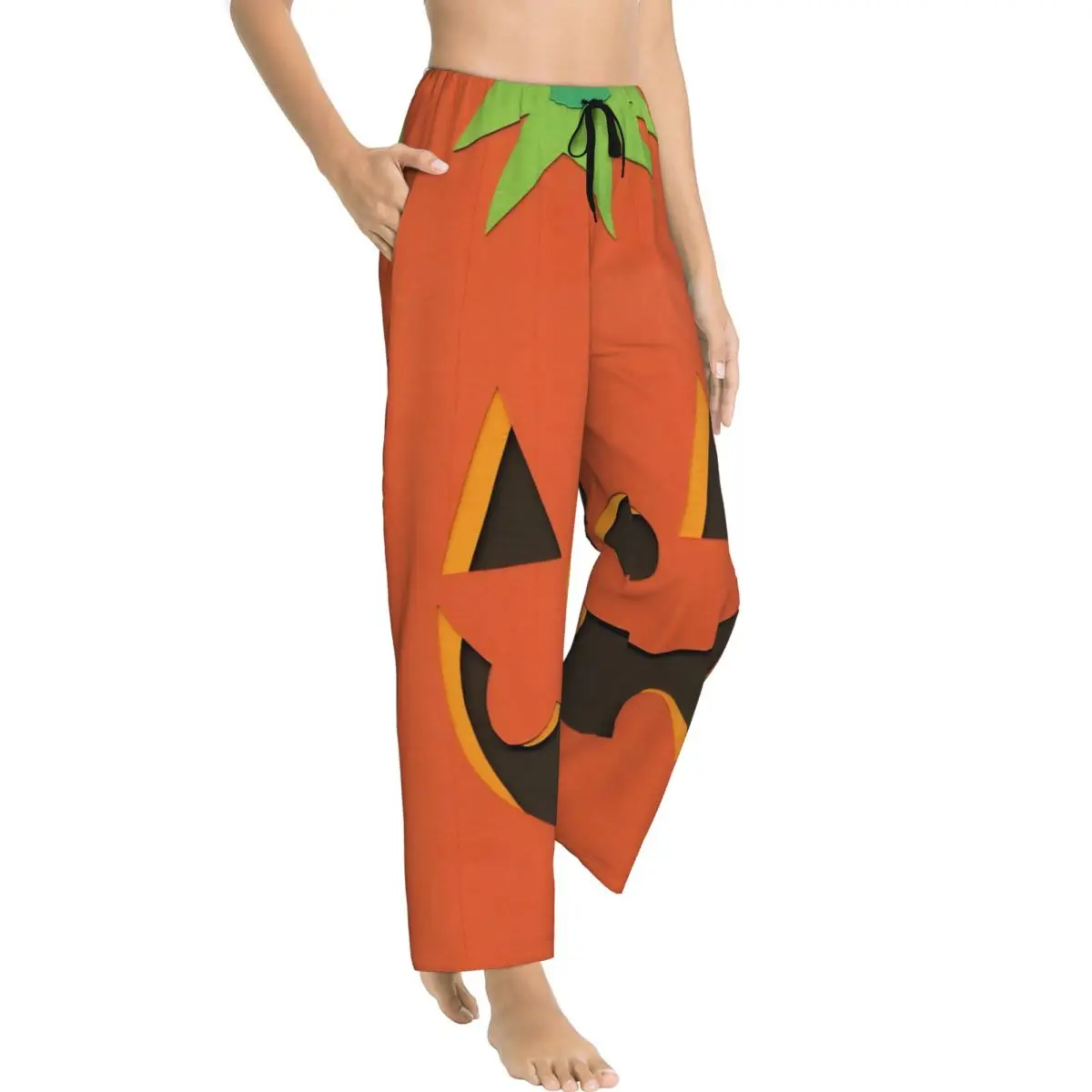 Women's Pyjama Pants Kawaii Pumpkin Face Halloween Lounge Pants Loose Fit Pajama Bottoms Home
