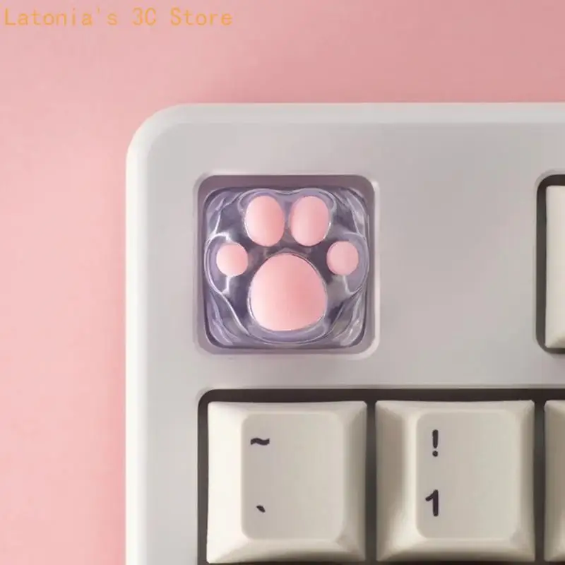 Cats Paws Silicone Finish Accent Keytops for Mechanical Keyboard, Rounded Theme Replacement Set for Desk Styling and Typing X3UB