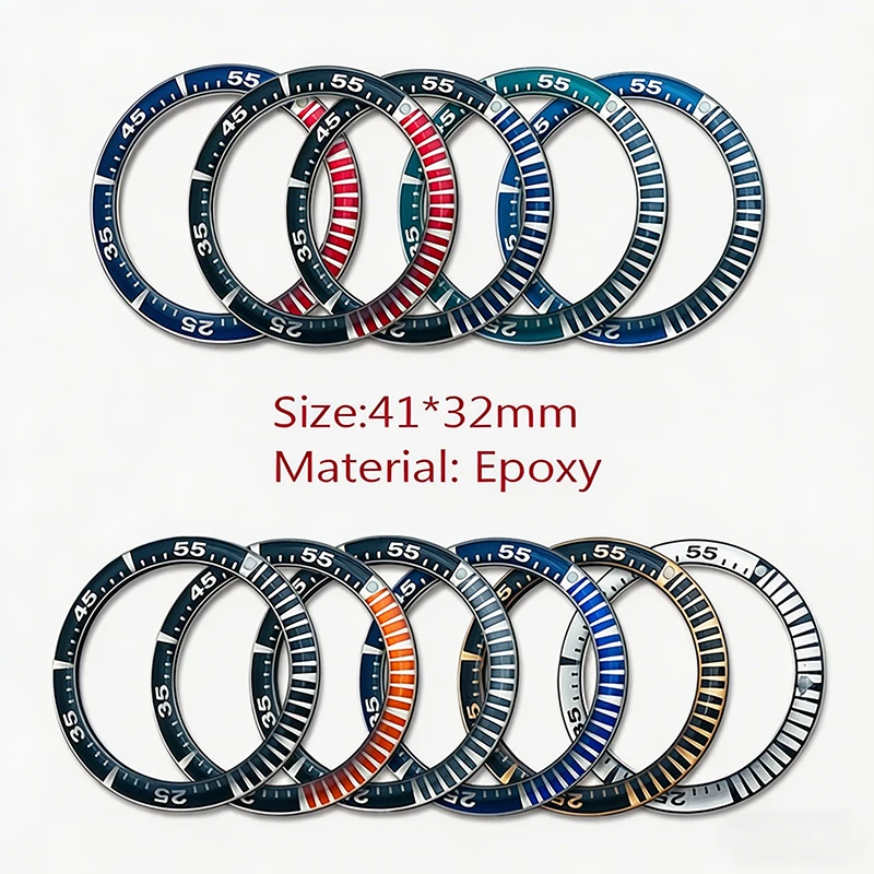 Mod 41mm*32mm Resin Alloy Watch Bezel Insert Ring Fit Seiko Prospex Series New Samurai Men's Watch Cases Repair Parts