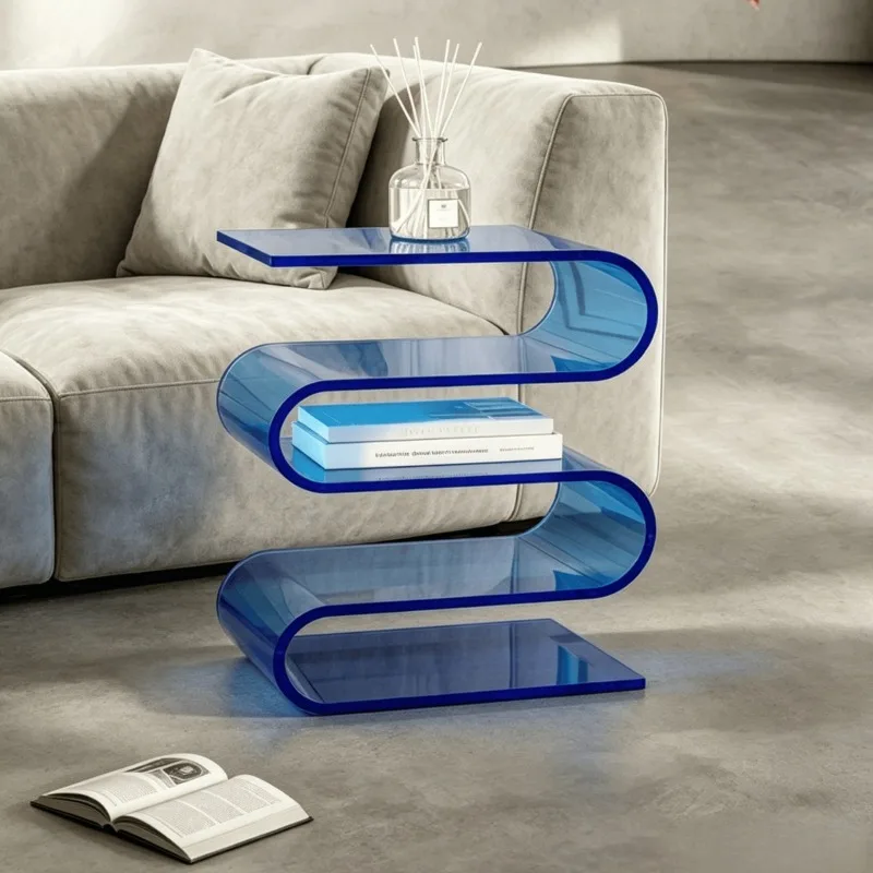 

Acrylic bedside table storage cream wind transparent sofa edge several celebrities home bedroom minimalist magazine rack