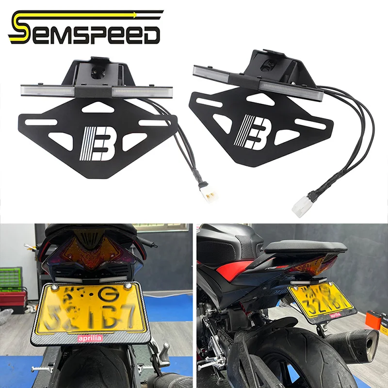 For Aprilia RS660 Motorcycle Rear License Plate Mount Holder Tidy Tail Folding License Bracket with Streamer Turn Signal Light