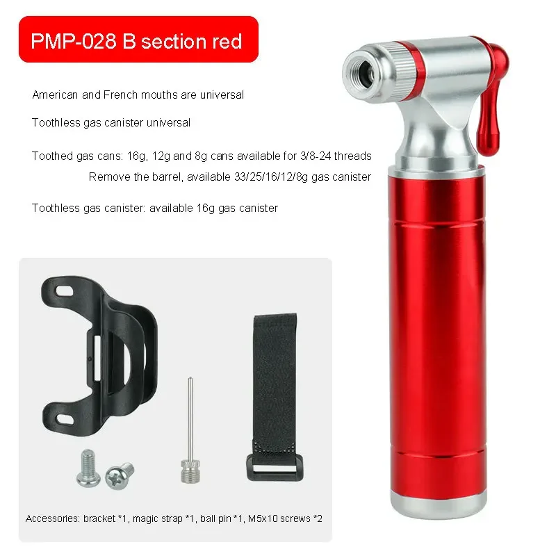 Bicycle CO2 Inflator Fits Presta Scrader Valve Road MTB Tire Quick Pumping Threaded 16/12/8G Unthreaded 16G Cartridge