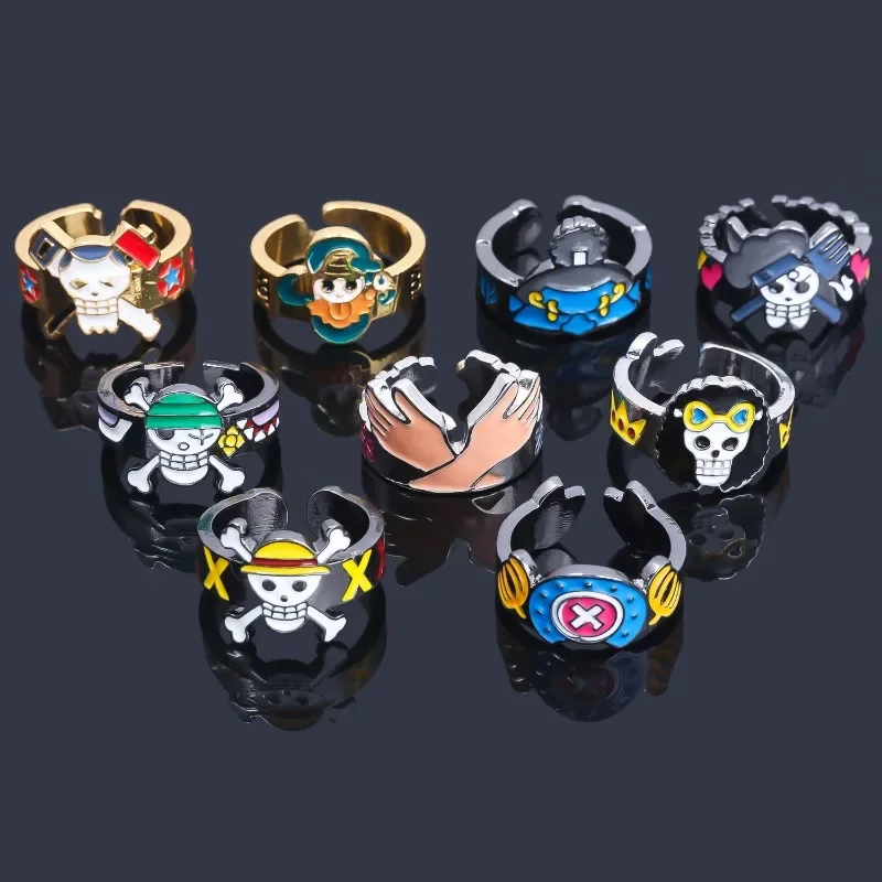 One Piece anime peripheral cartoon Straw Hat Pirates ring personalized trend Luffy Zoro Sanji Nami Robin Chopper cos ring gift