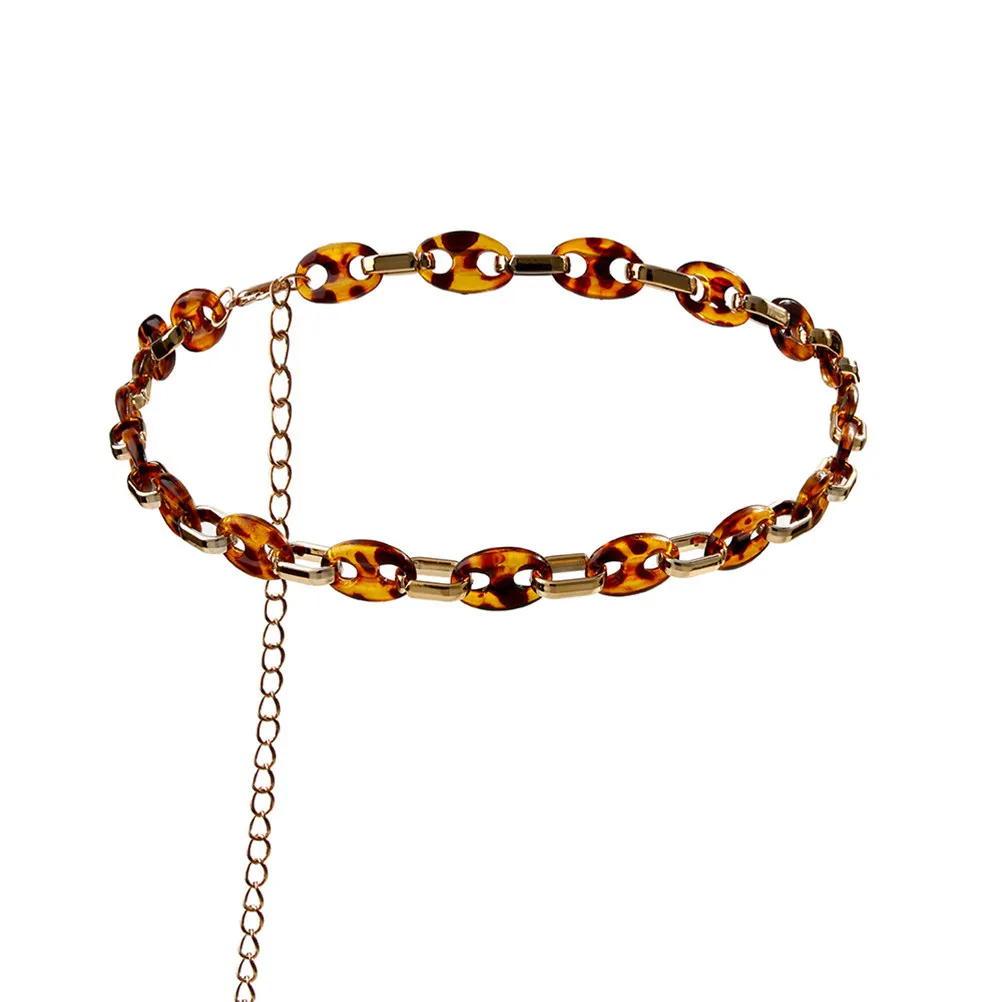 Leopard Pattern Button Waist Chain Acrylic Durable Fashion Unique Gift for Friends Lovers Jeans Pants All Matching