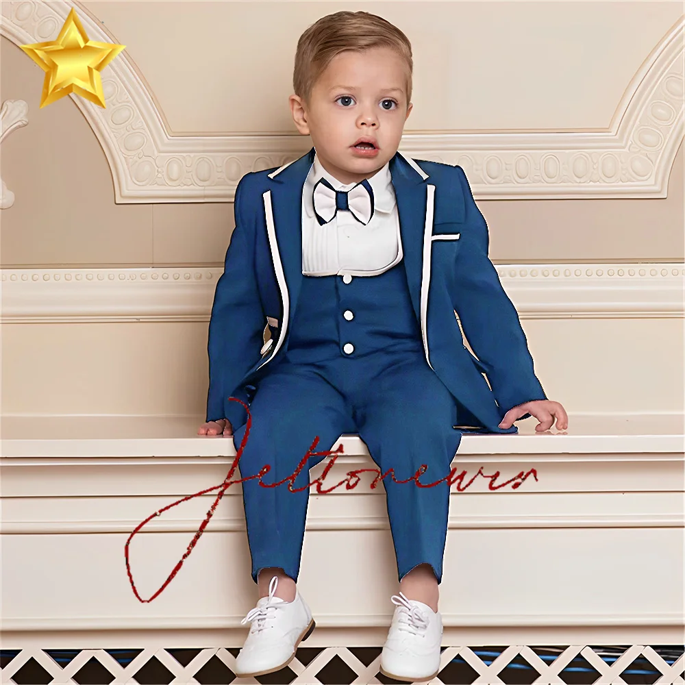 Formal Black Boys Suit For Wedding Children Party Blazers Vest Pants Sets 3PCS Outfit Kids Costume Gentlemen Prom Tuxedos