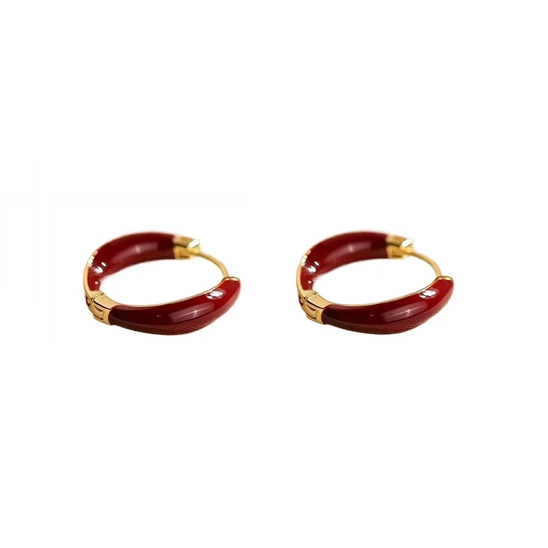 

1PCPONYKISS Gold Color Trendy Minimalist Red Irregular Hoop Earrings for Women Fashion Jewelry Vintage Accessories