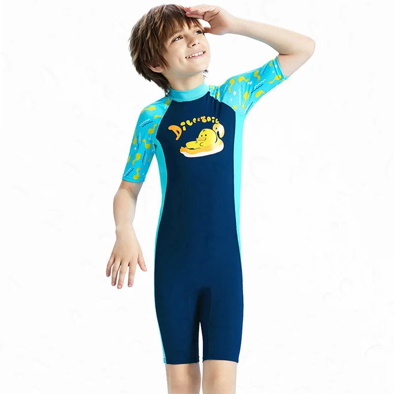 

Children's Wetsuit One-piece Swimsuit Kids Short-sleeved Warm Swimming Snorkeling Surfing Bathing Suit Jellyfish Clothing