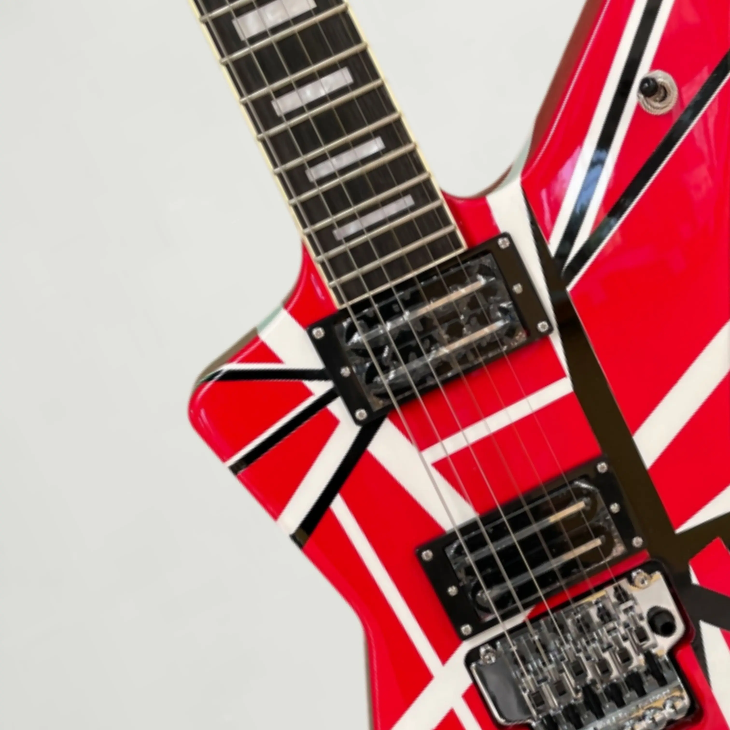 Interlaced Red Black White Geometric Lines Electric Guitar,Block Inlays,Smooth Playing Feel Guitars, Solid Sturdy Build Guitarra