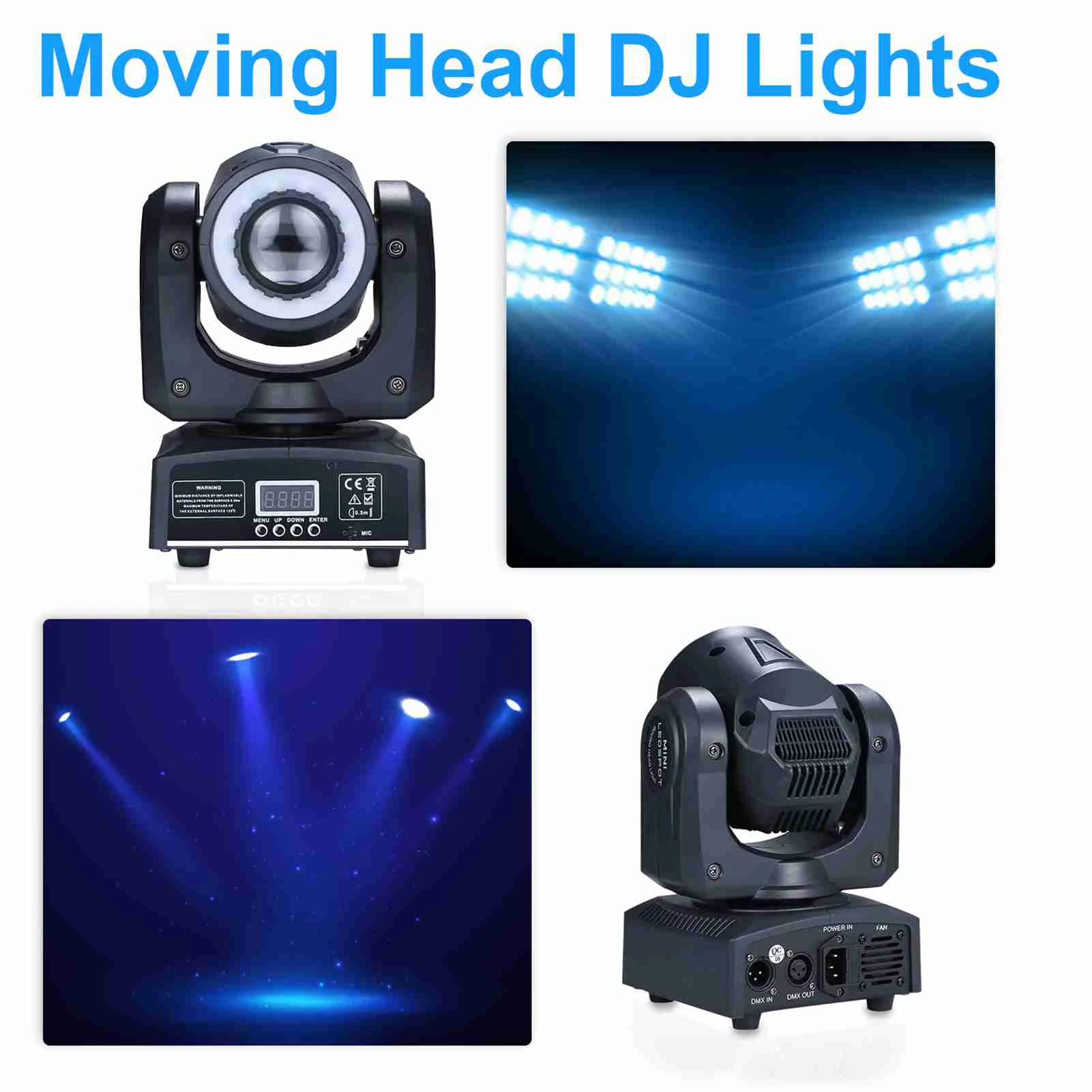 Aoresac 60 واط LED ضوء الرأس المتحرك 8 ألوان 8 أنماط أضواء DJ الأضواء DMX512 مع التحكم المنشط الصوتي إضاءة المسرح fo