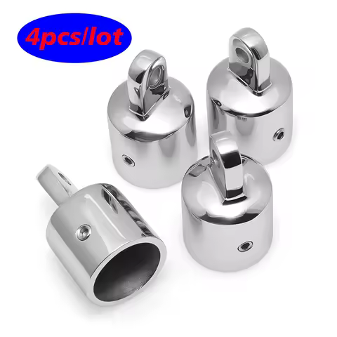4pcs Marine Bimini Top Cap Hardware 316 Stainless Steel Fitting Deck Hinge Slide Caps Pipe Eye End 25mm Cap External Canopy Tube
