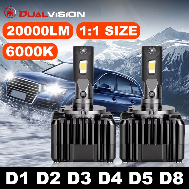 

D1S D3S LED Headlight 20000LM HID D2S D4S D5S D8S D1R D2R D3R D4R Canbus No Error 35W 55W 6000K 4300K CSP Chips Plug and Play