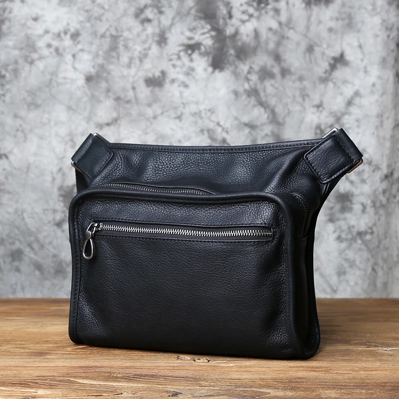 NZPJ Leder herren Schulter Tasche Casual Umhängetasche Top Schicht Rindsleder Horizontale Abschnitt Einfarbig Trend Tablet Computer Tasche – Detail 5