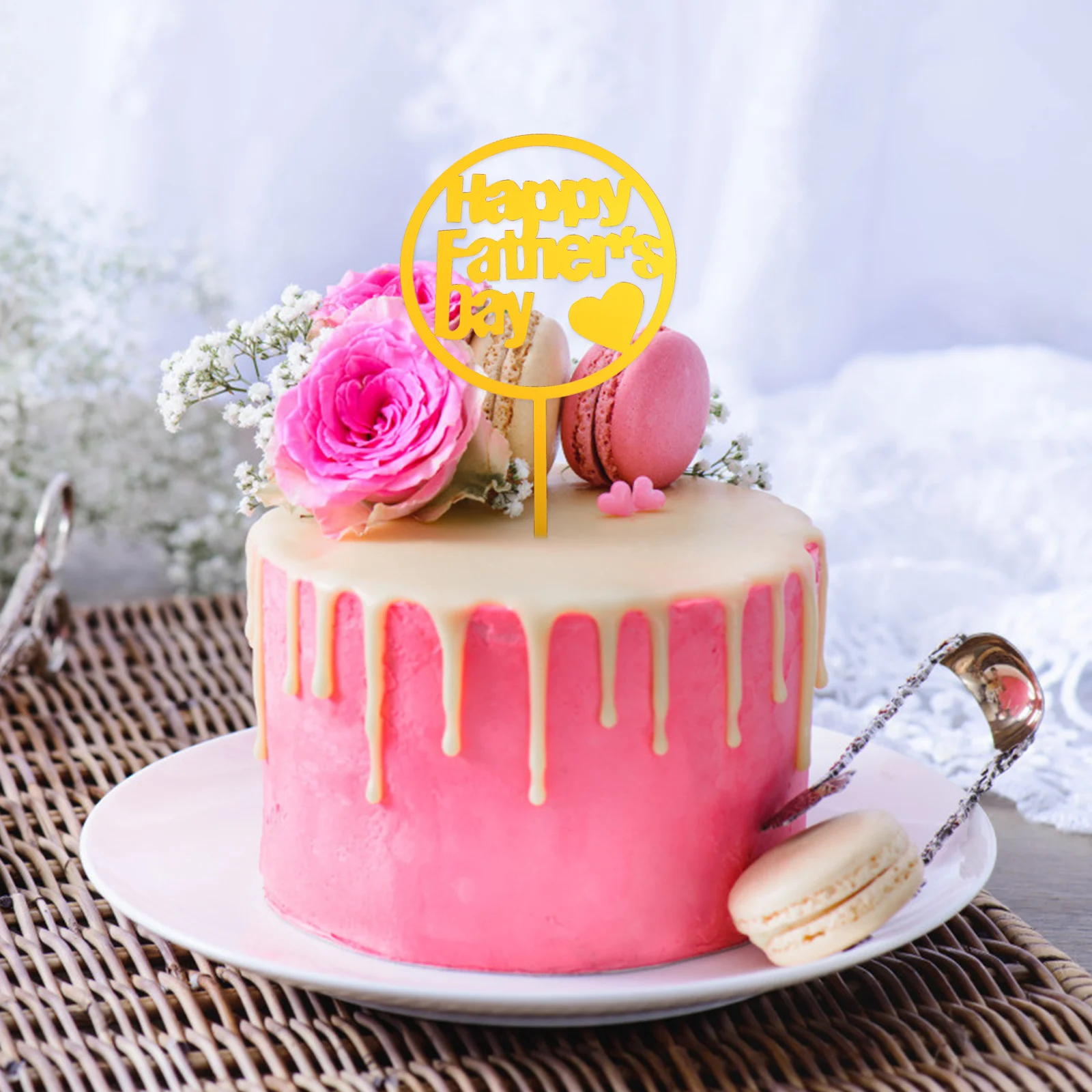 

20pcs Acrylic Cake Toppers Reusable Father Day Party Supplies Decoration for Cupcake Pick Fruit Dessert Centerpiece Cake