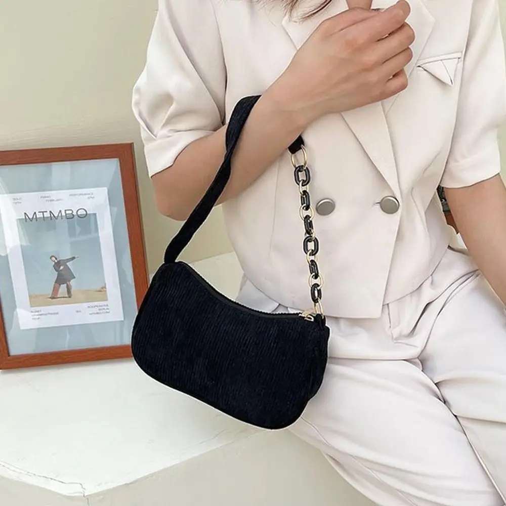 Fashion Vintage Women Handbags Corduroy Underarm Bag Casual Women Shoulder Bags Crossbody Zipper Female Handbag Clutch