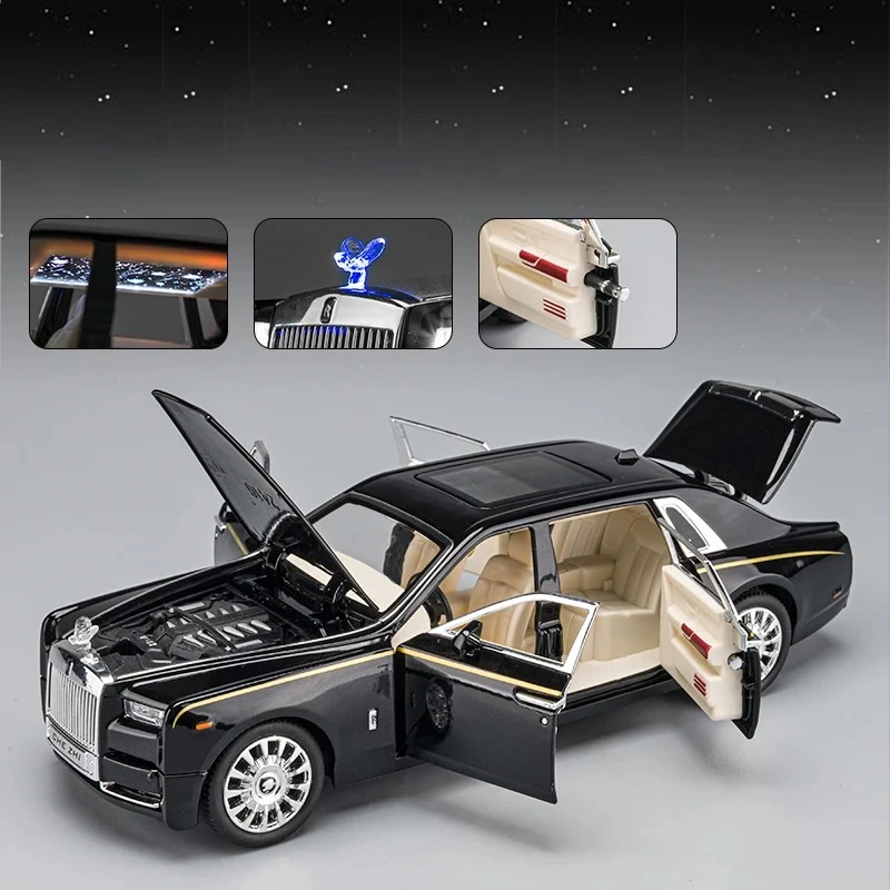 Coche de aleación Phantom Mansory 1:24, vehículos de juguete y fundido a presión, modelo de coche con sonido y luz, coche extraíble, juguetes para niños, regalos