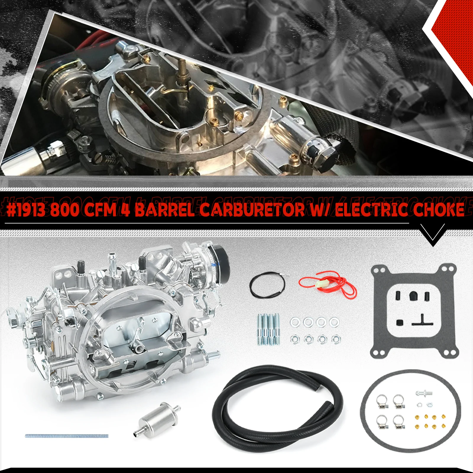 1912 800 CFM 4 Barrel Carburetor With Manual choke (Non-EGR) 1913-800