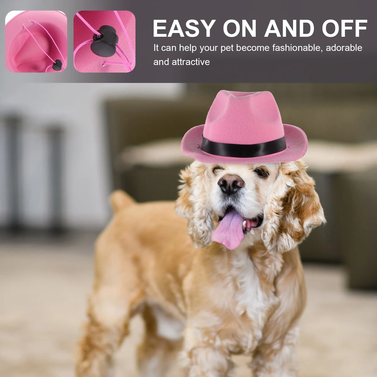 

Decorative Dog Cowboy Hat Premium Cotton Wear-Resistant Pet Hat Adjustable Strap Perfect for Puppy Party Festival Accessory