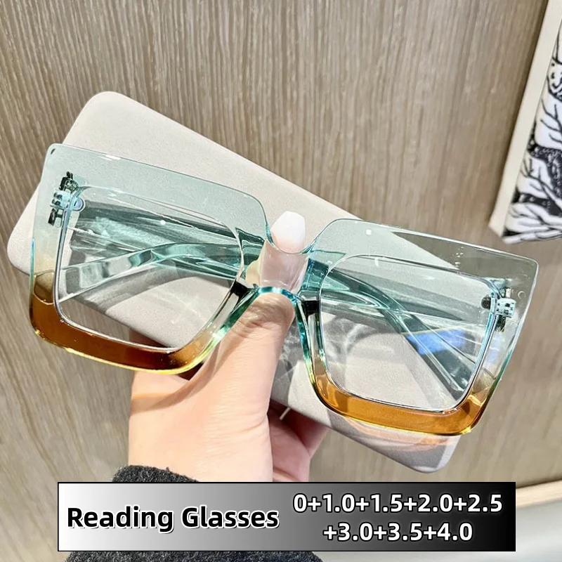 

Retro Square Frame Presbyopia Glasses Trend Anti-Blue Light Learning Eyeglasses for Women and Men Protect Eyes 0 To +4.0