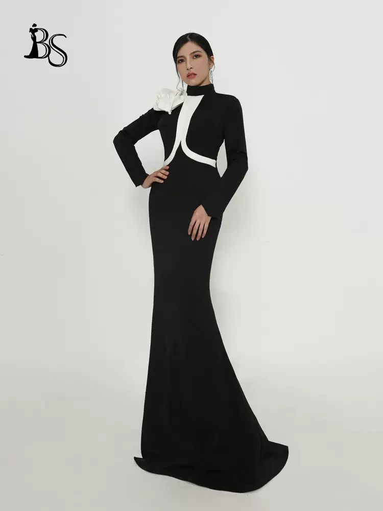 

Baisha Luxury Evening Dress New Stand-Up Collar Gala Dresses For Formal Occasions Celebrity Elegant Long Skirt Prom Party S129