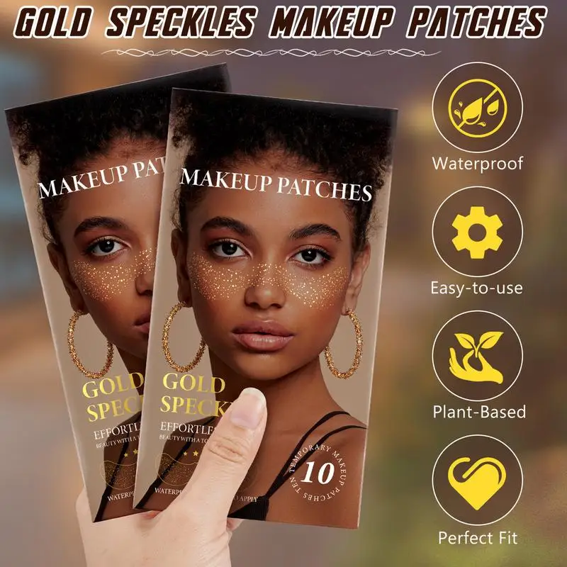 Glitter กระสติกเกอร์ Face Gold ชั่วคราวกระสติกเกอร์ใบหน้าชั่วคราวสติกเกอร์ 10x Faux กระแพทช์