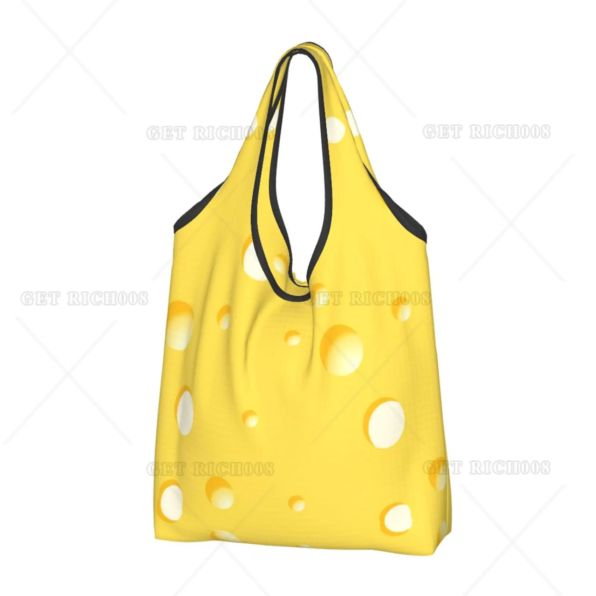 Cheese Lover Funny Folding Tote Bag Shopper Bag Portable Eco Bag Recyclable Grocery Bags No Zipper Fashion Bag for Women