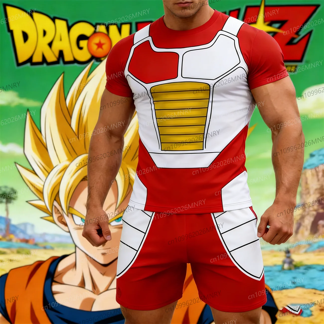 

Dragon Ball Z Vegeta Battle Style Sports men's summer tracksuit Short Sleeve Shorts Adult Set Children Role Playing Clothing