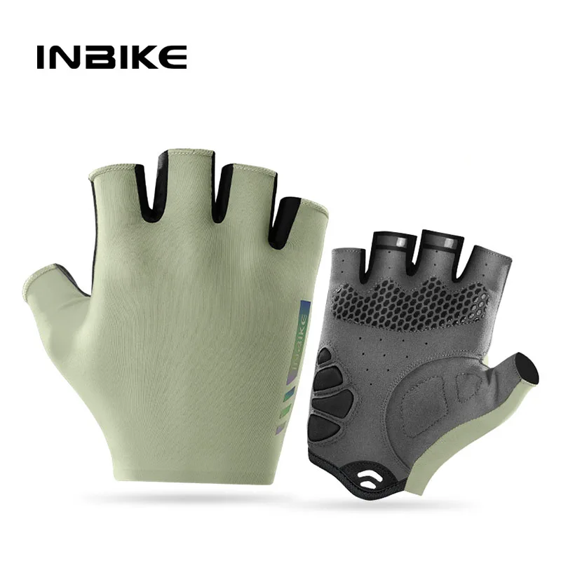 INBIKE Sommer-Fahrradhandschuhe, halber Finger, Unisex, hochelastisch, atmungsaktiv, dämpfend, verschleißfest, MTB, Rennrad, Zubehör