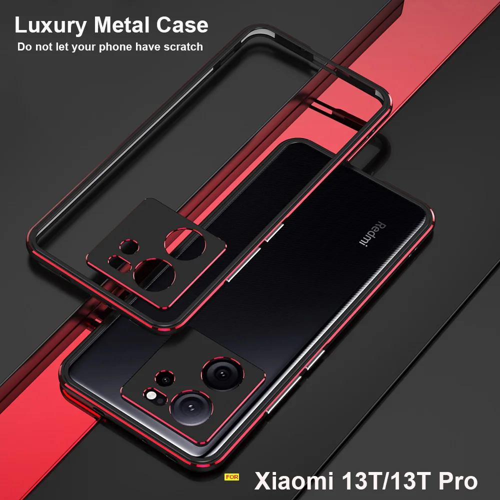 

Luxury Glossy Color Aluminum Alloy bumper for Xiaomi 13T Xiaomi 13T Pro Phone Case Shockproof Cover Metal Frame Camera Cap Funda