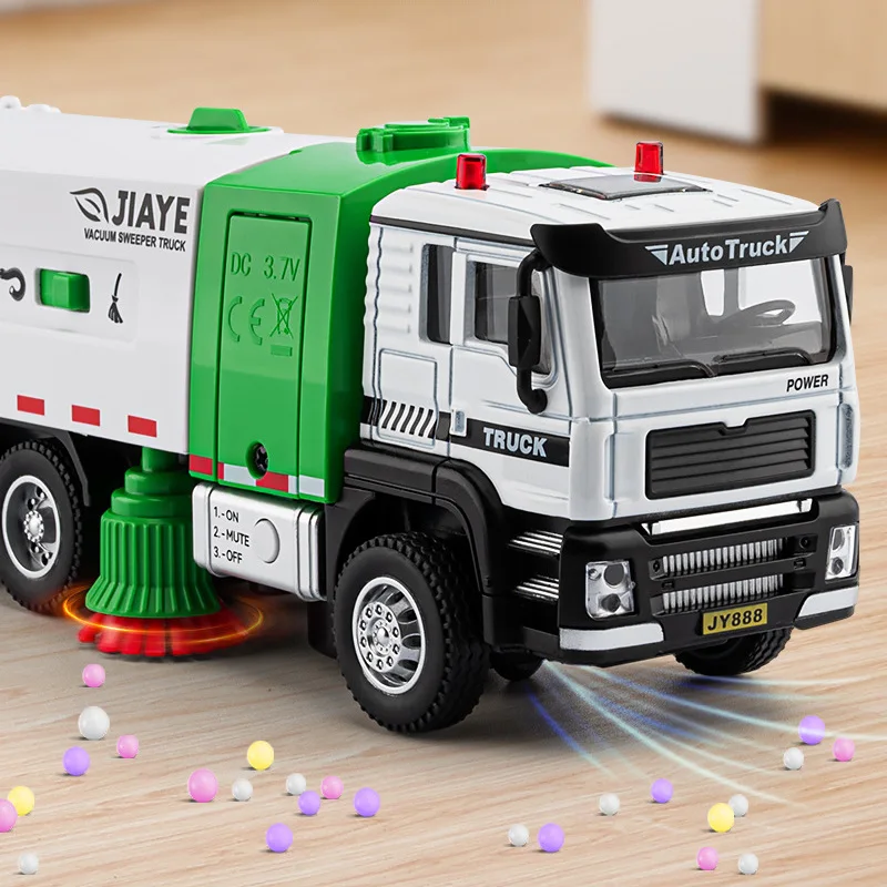 1/32 Spazzatura cittadina ‌ Spazzatrice sottovuoto ‌   Modello di auto per camion Fonde sotto pressione in metallo Ordinamento dei rifiuti Veicoli igienico-sanitari Modello di auto Giocattoli per bambini Regalo