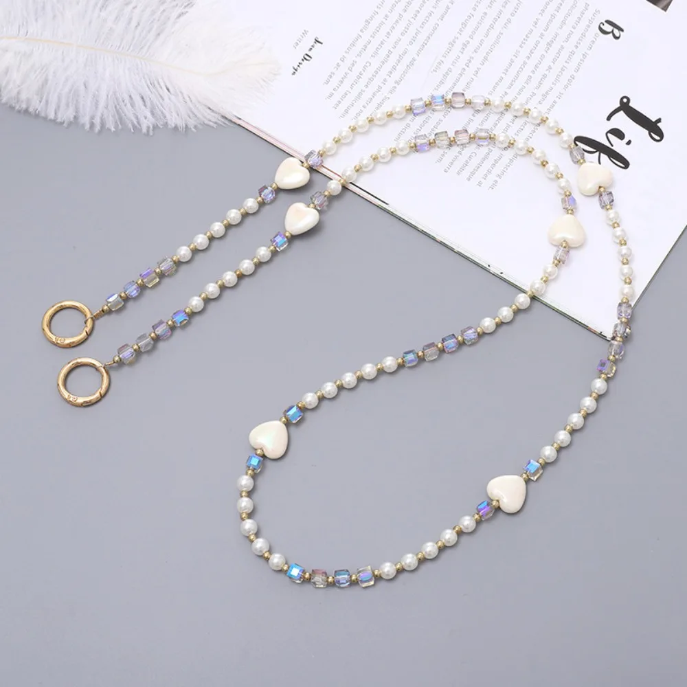 

With Patch Beaded Crossbody Phone Chain Bag Chain Anti Loss Mobile Phone Crossbody Strap Sweet Colorful Phone Neck Straps