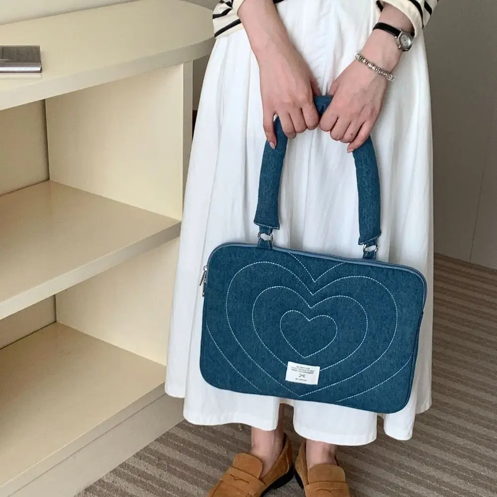 

Модная джинсовая сумка для компьютера, водонепроницаемая сумка для ноутбука с вышивкой, противоударная портативная сумка для ПК