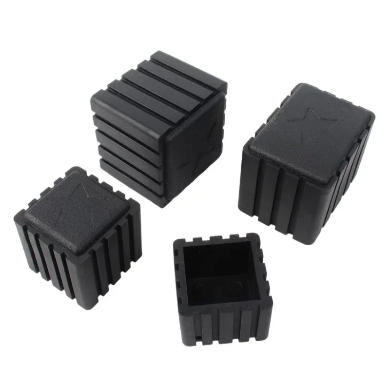 20x20~40x60mm Black Square Rubber Chair Leg Caps Non-slips Table Foot Dust Cover Socks Floor Protector Pads Pipe