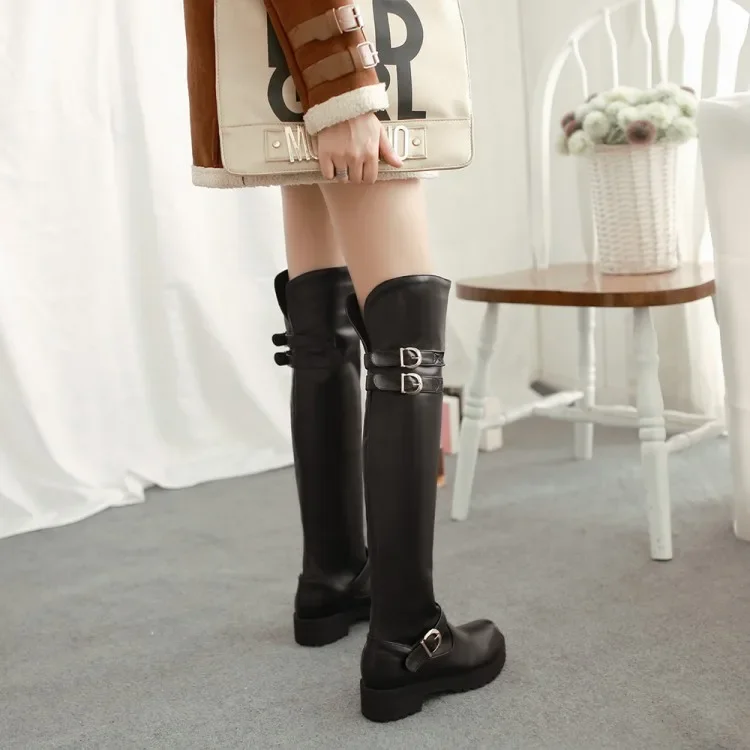 2017 Sale Botas Mujer Winter New Thick Heel Boots Size 34-43 Over Knee High Round Toe Waterproof Warm Platform Shoes Women 5915