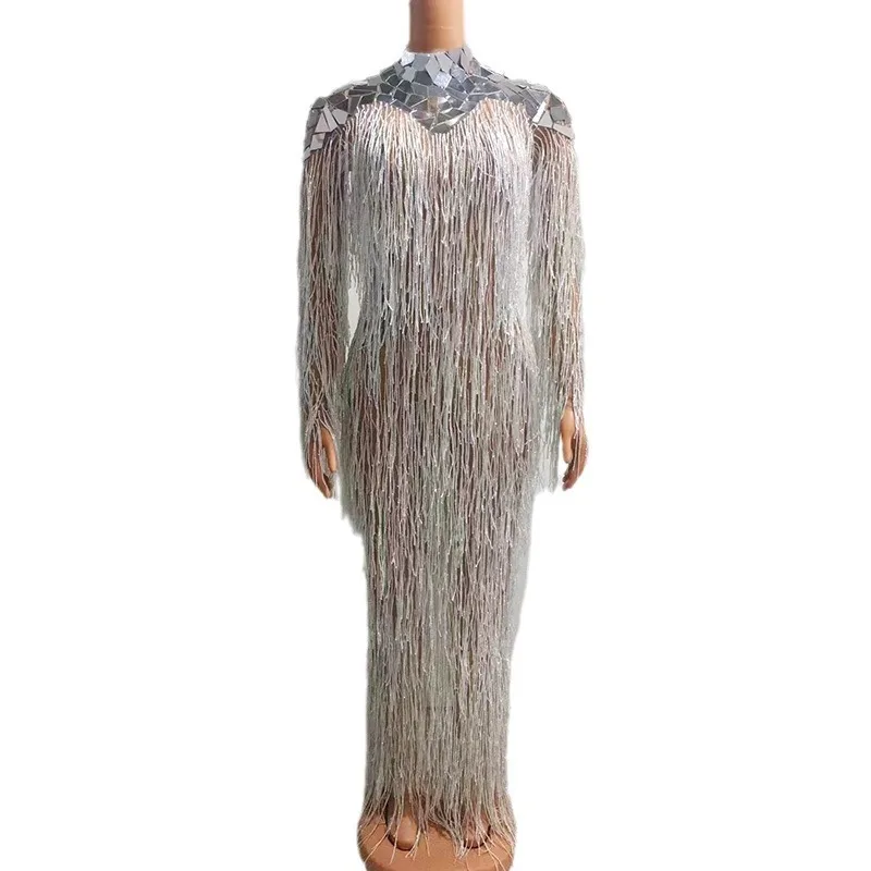 

Birthday Costume Diamond Dress Sequins Tassel Ball Personality Singer Party Costume Female Vestido Festas Women Vallentain Dress