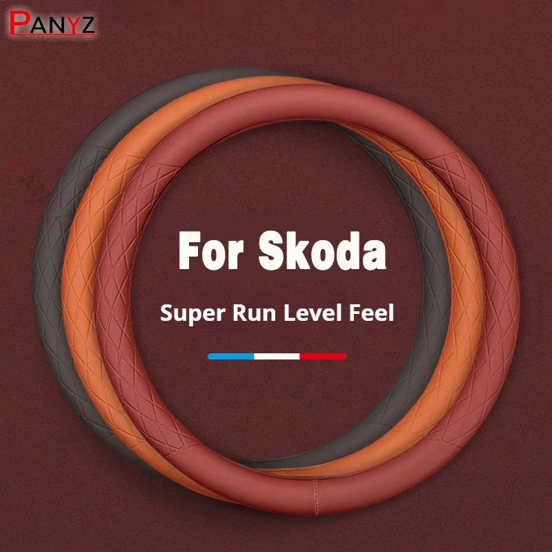 Anti Slip Auto Decoration PU Leather Car Universal Car Steering Wheel Cover For Skoda Octavia Superb Octavia 2 Fabia Rapid 3