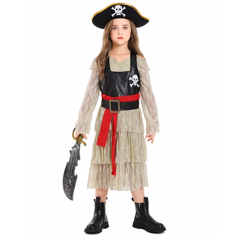 

Halloween Medieval Children Navigator Pirate Costumes Cosplay Carnival Kindergarten Festival Girls Stage Performance Clothes