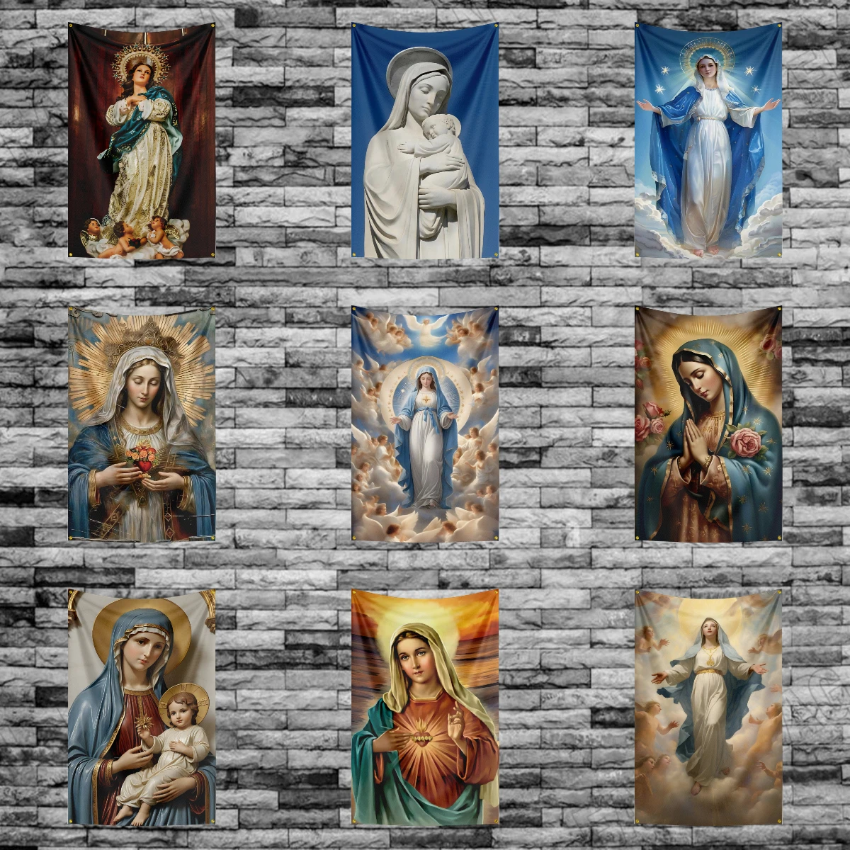 

3x5 Ft V-Virgin Mary Flag Polyester Digital Printing Banner for Bedroom Wall Art Out Door Tapestry Decoration