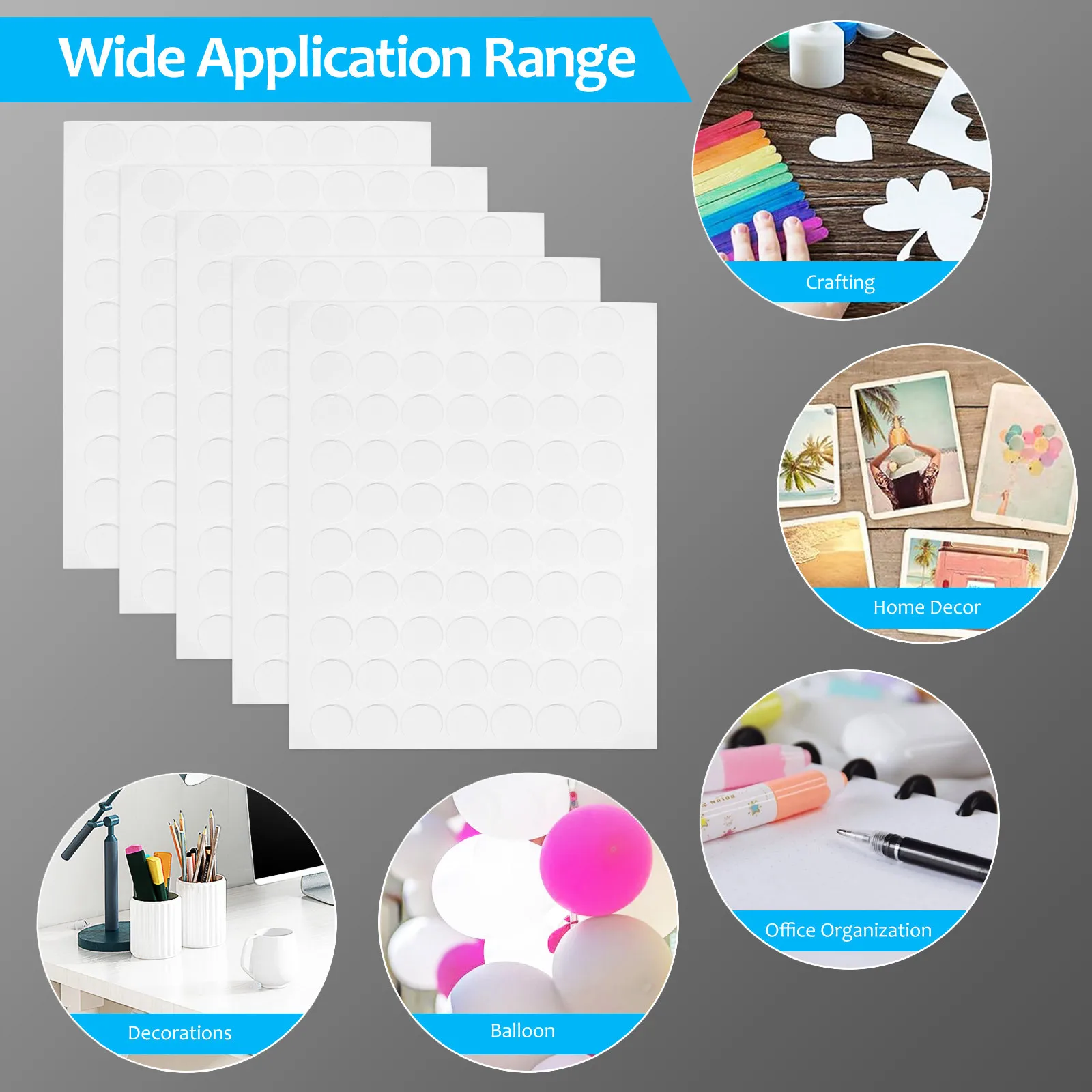 

10 Sheets Balloon Sticky Dots Glue Stickers Double Side Adhesive Sided Tape Double-sided