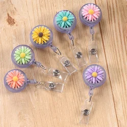 Flower Retractable Women Girls Nurse Badge Reel Work Card Clip ID Badge Pass Card Holder Chest Pocket Clip Accessories