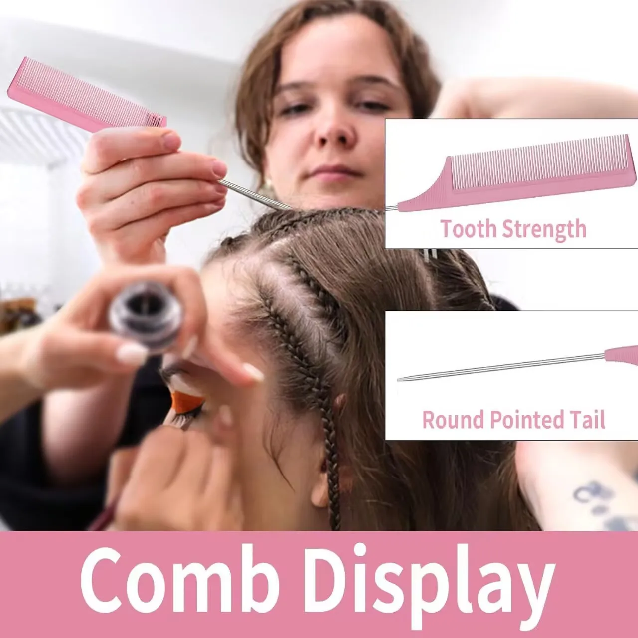 3 قطعة مجموعة أمشاط تصفيف الشعر إغاظة فرشاة شعر الثلاثي إغاظة مشط ذيل الجرذ أمشاط حافة فرشاة أدوات ذيل الشعر جديلة أداة حلقة