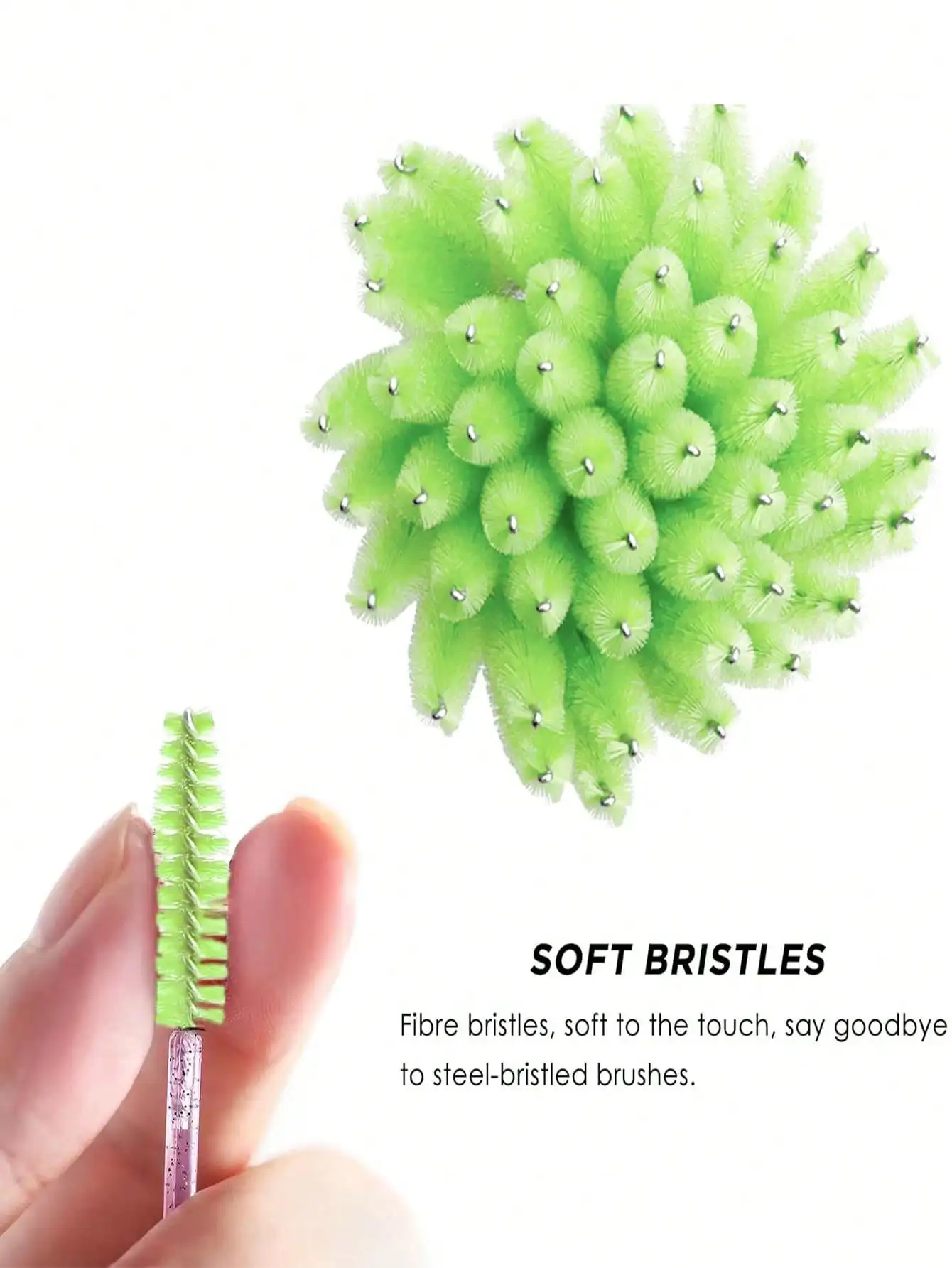 50本 グリーンクリスタル使い捨てまつげブラシ - まつげエクステ＆眉メイク用マスカラワンド