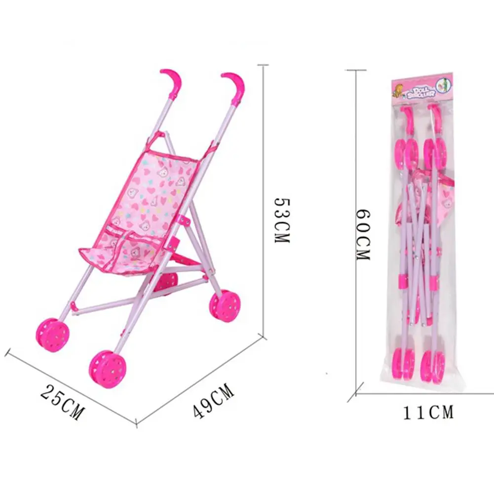 Kereta Dorong Mainan Lipat untuk Anak Perempuan, Mainan Berpura-pura untuk Anak, Kereta Bayi Pertama untuk Belajar Berjalan, Rumah Mainan Ringan untuk Balita