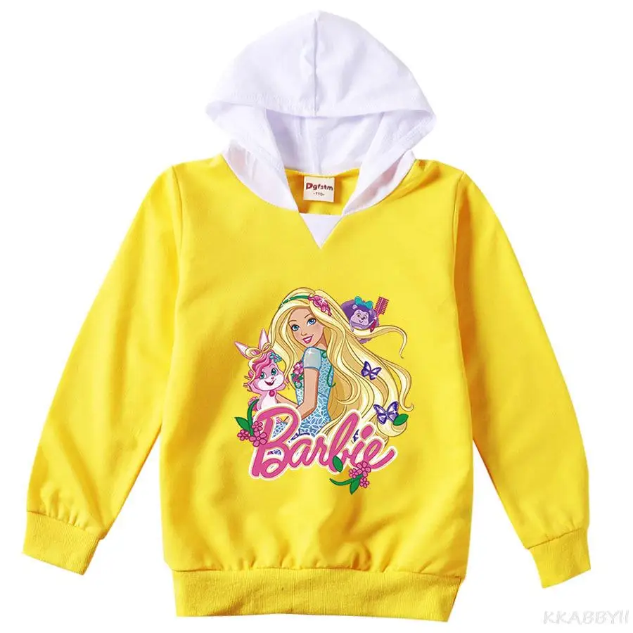 Barbie Spring Autumn Baby Hoodies Children Tops Girl Cartoon Print Sweatshirt Kid Long Sleeve T Shirts Clothes Baby Outerwear