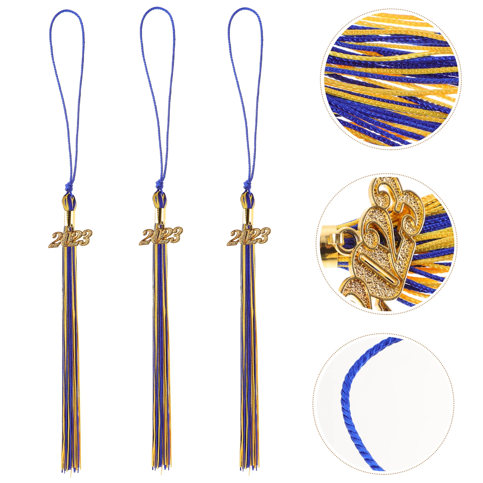 

2024 Graduation Cap Tassels Blue Gold Mix Year Tag Decor Durable Polyester Fringe Practical Lightweight Charm nament
