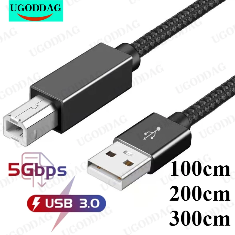 Type-C 3.0 Printer Cable Type-C To USB B 5Gbps Fast Speed Cord for MacBook HP Computer PC Laptop Scanner USB Printer 1M/2M/3M